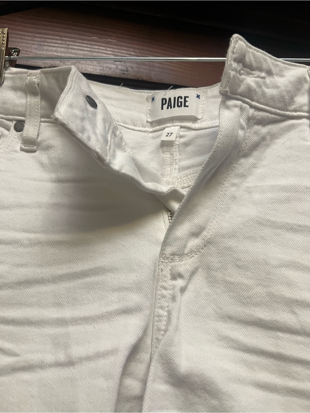 PAIGE White Denim Cutoff Shorts with Subtle Fray - Picture 3 of 6